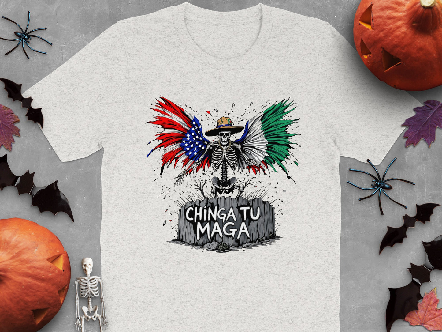 Chinga Tu Maga Skeleton with Flags Graphic product type