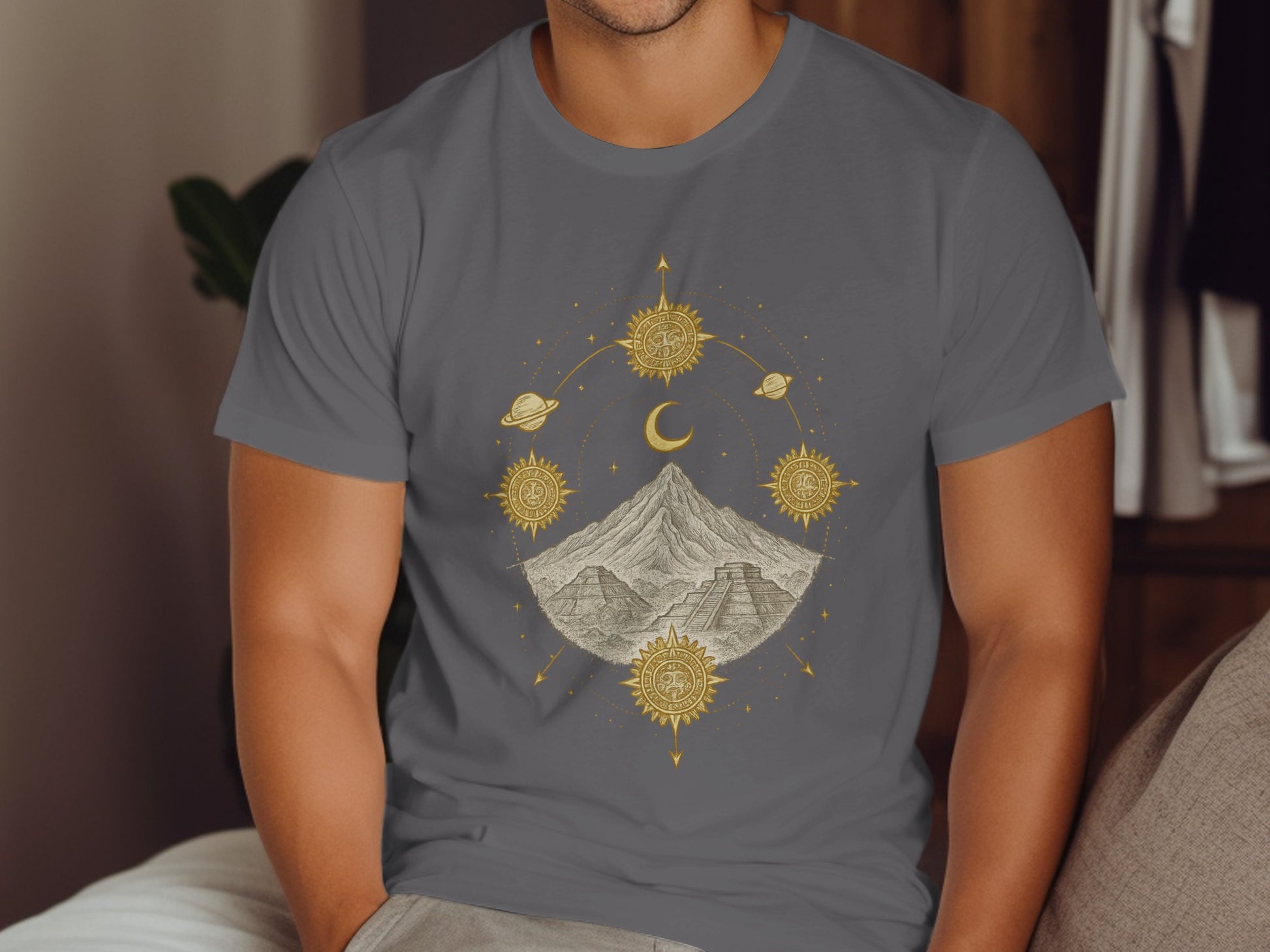 Celestial Mountain and Space Design Unisex T-Shirt product