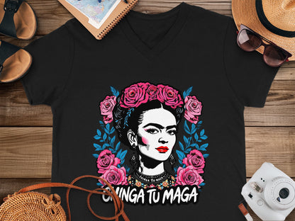 Catrina Themed Graphic Tee with Vibrant Floral Design