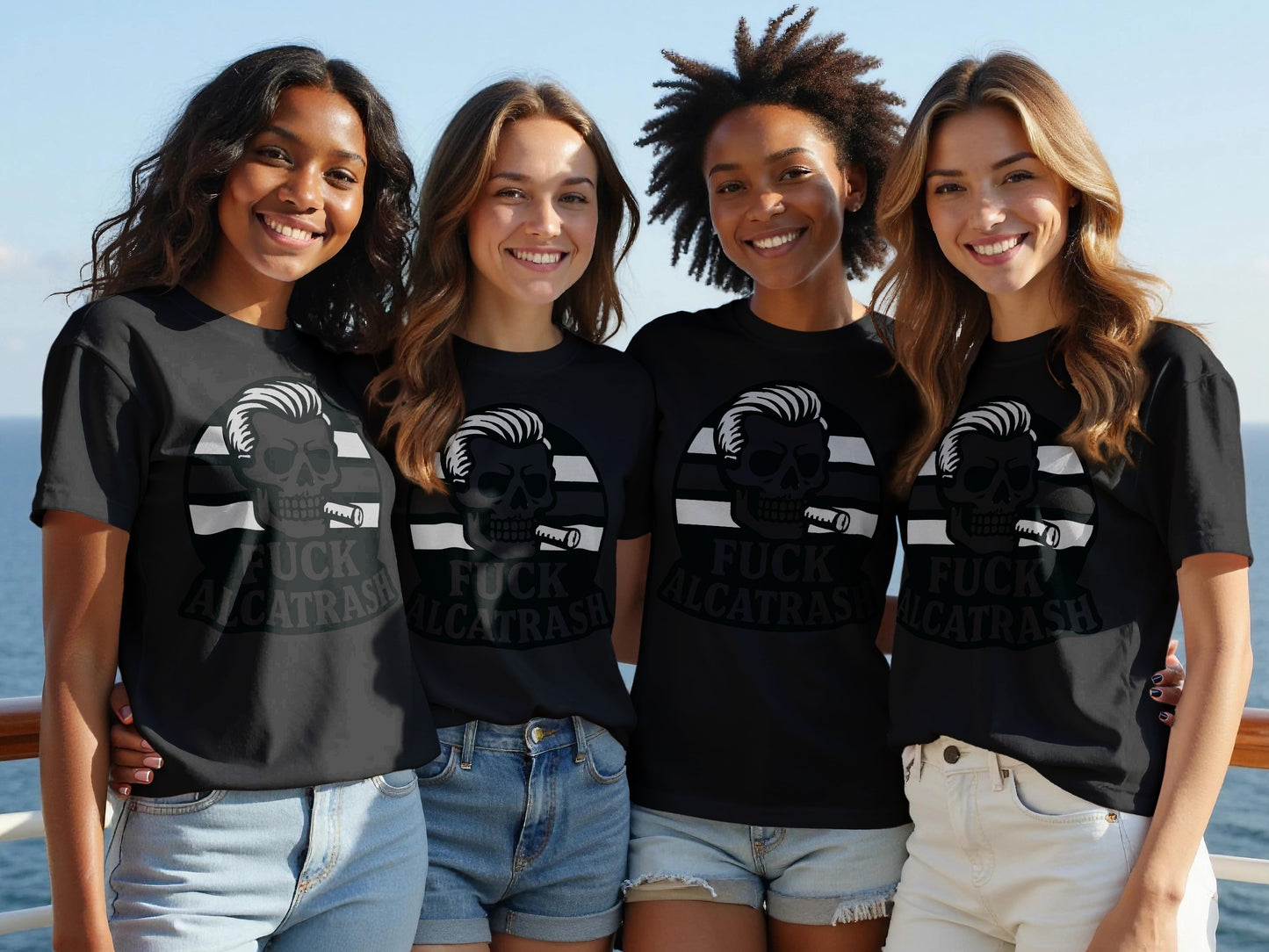 Stylish Skull Design Alcatrash Theme T-Shirts product type
