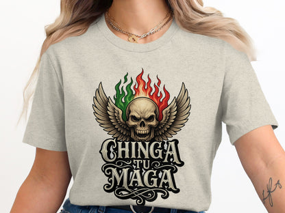 Chinga Tu Maga Skull Graphic Tee Shirt Product