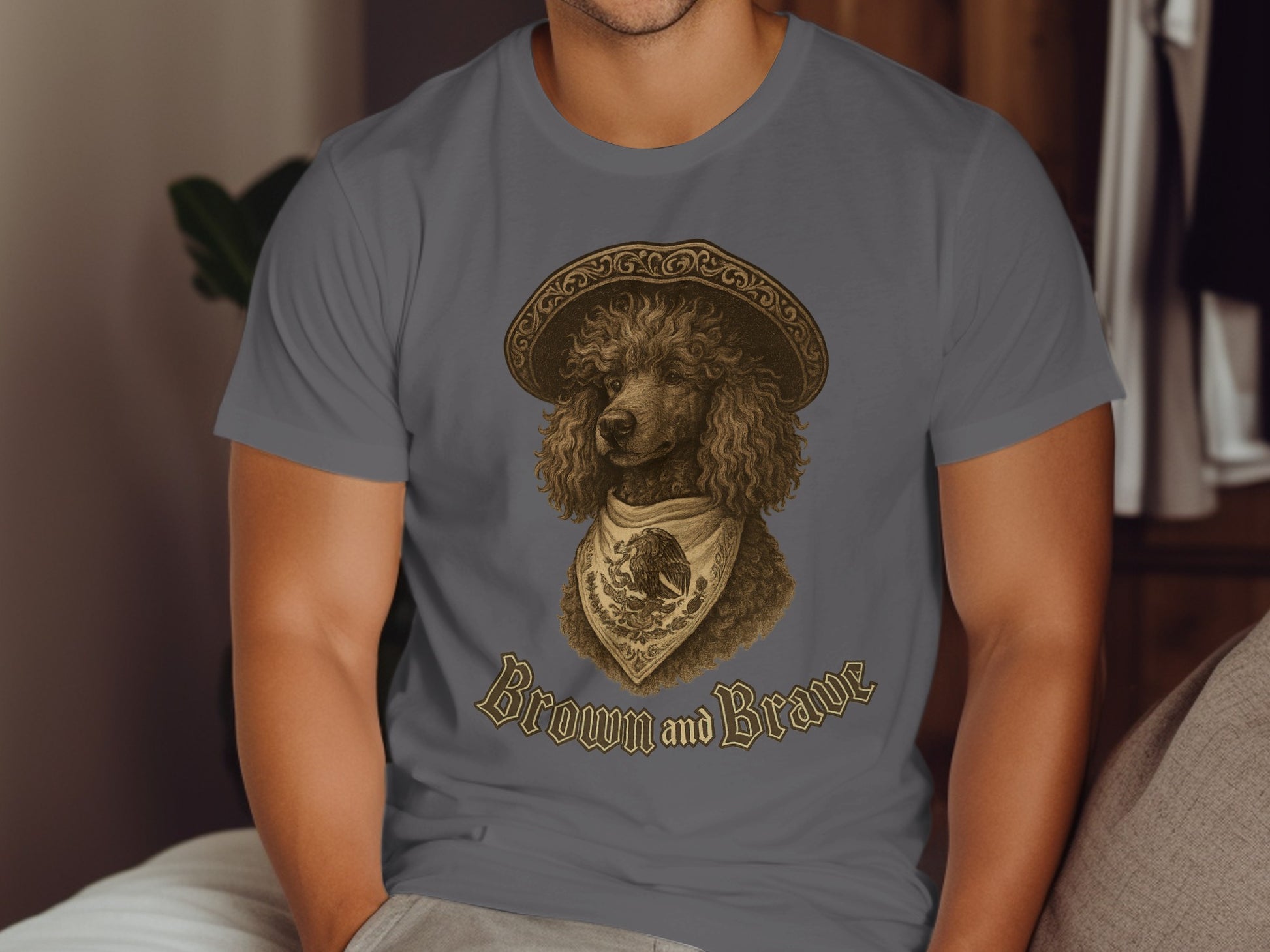 Brown and Brave Dog with Hat Graphic T-shirt product