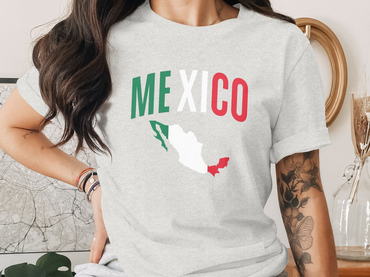 Mexico Map with Flags Letter Graphic T-Shirt product type