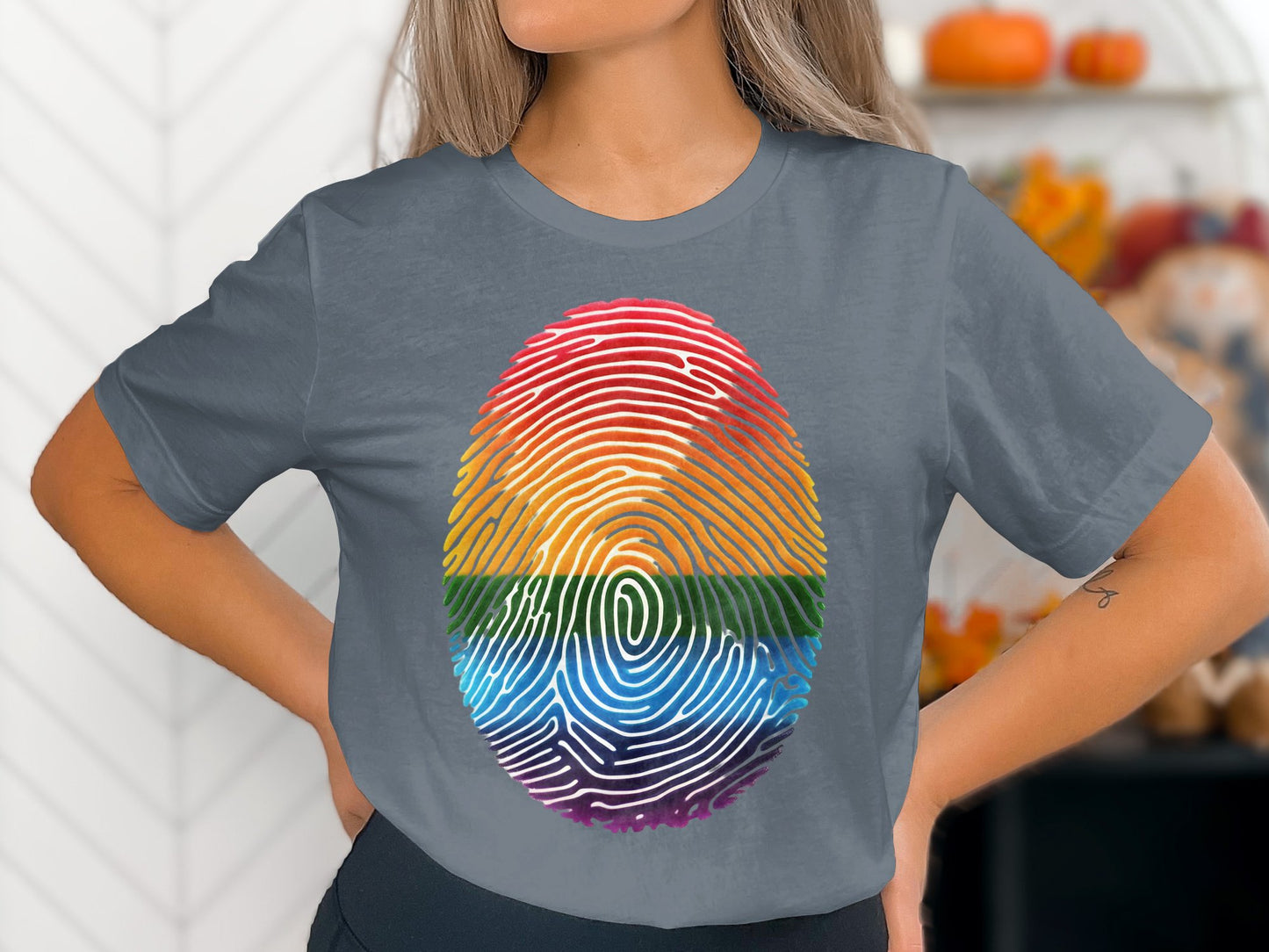 Colorful Rainbow Thumbprint Graphic Printed T-shirt product type