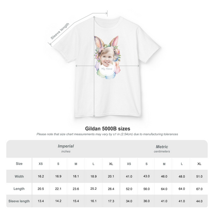 Custom Image Easter Tee, Personalized Image, My First Easter Shirt, Kids Heavy Cotton™ Tee