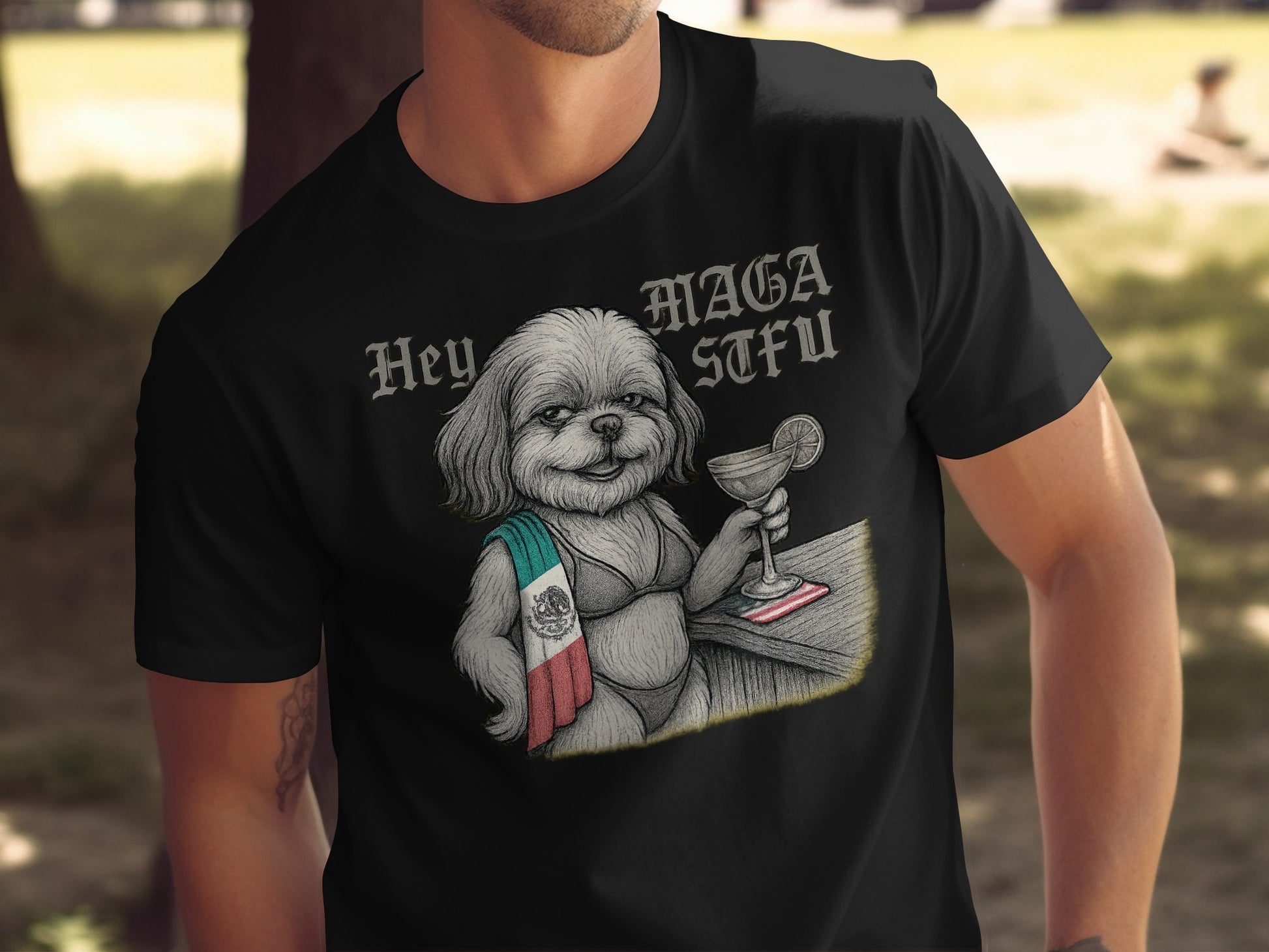 Hey Maga STF U Shih Tzu Graphic Black T Shirt product