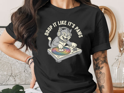 Drop It Like It's Paws DJ Cat Graphic T-Shirt product