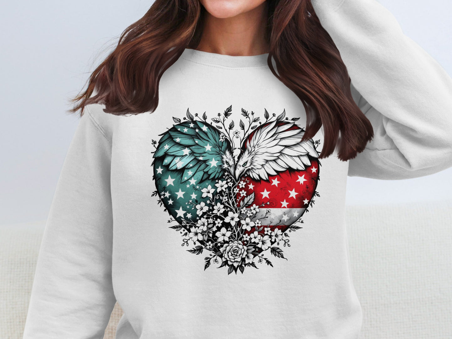 American Flag Angel Heart Graphic Sweatshirt product