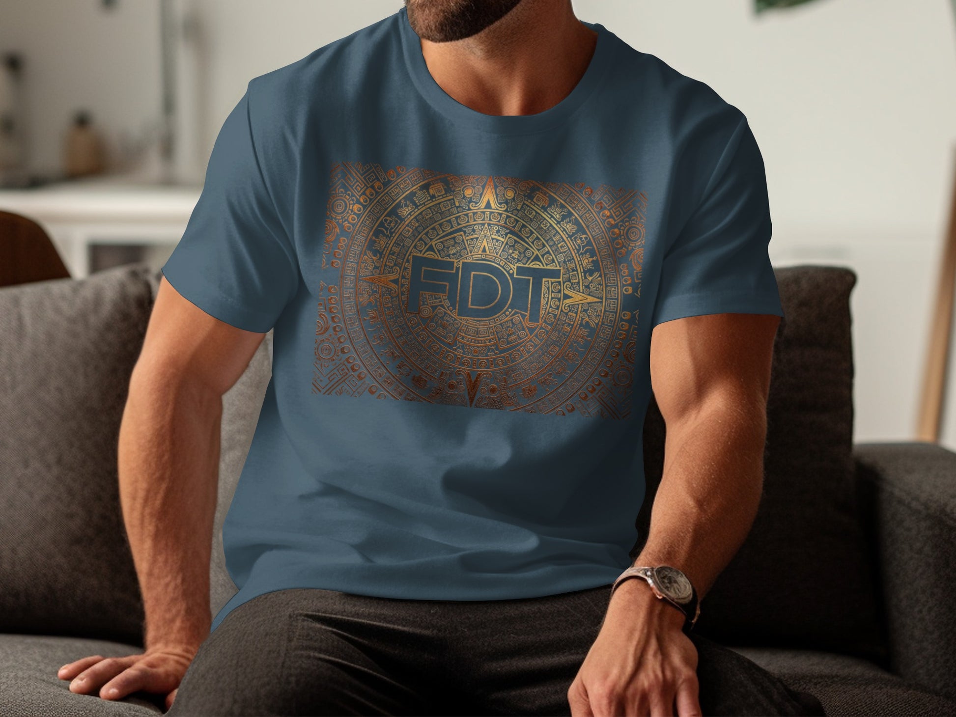 Intricate Aztec Calendar Graphic Men's Shirt product