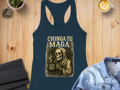 Chinga Tu Maga Vintage Style Skeleton Tank Top