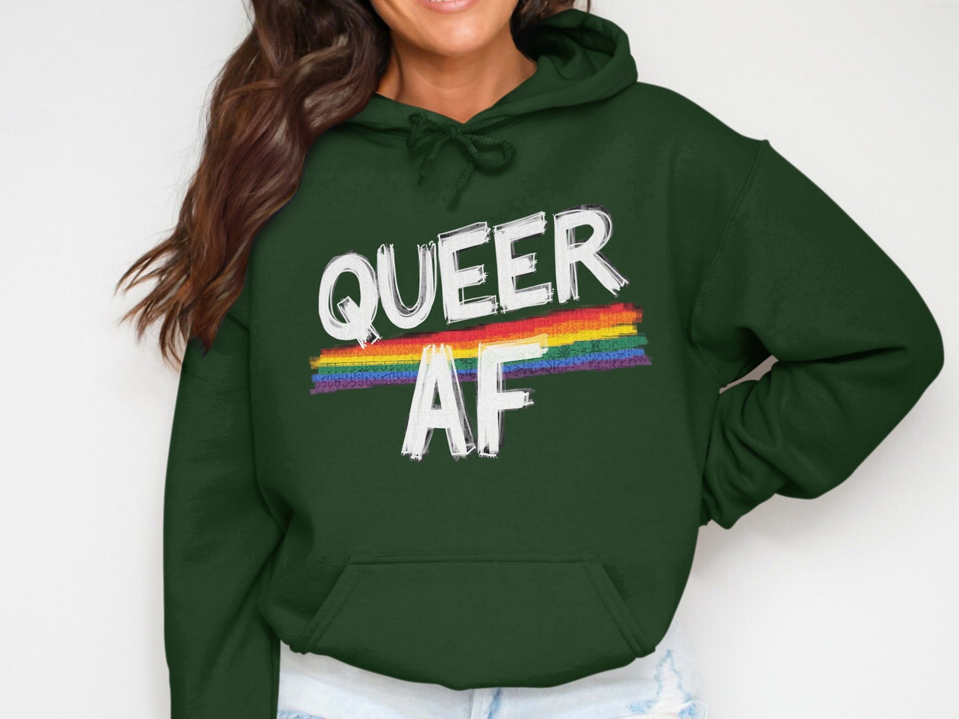 Queer AF Rainbow Design Pullover Hoodie product