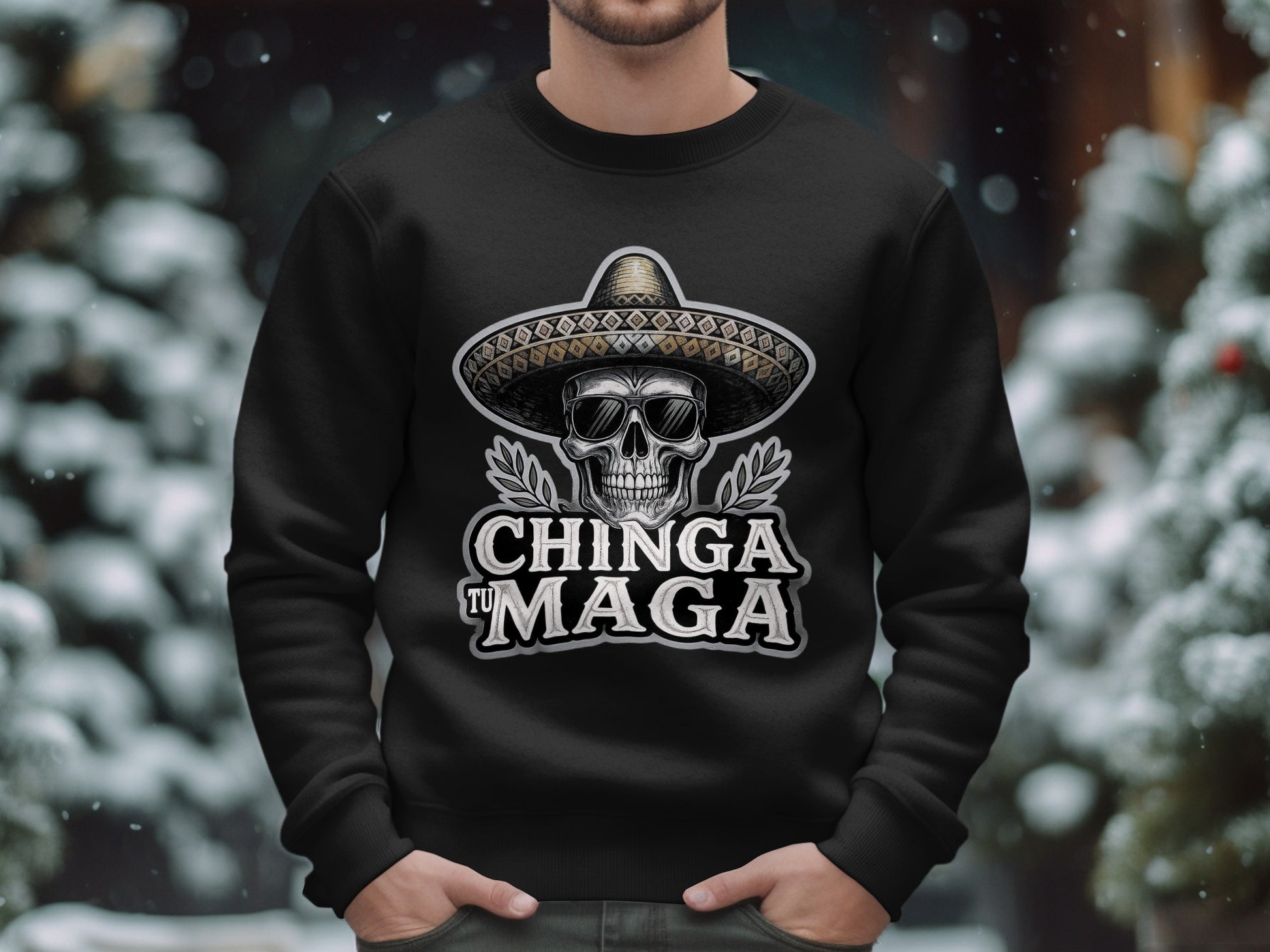 Chinga Tu Maga Skull Sombrero Design Sweatshirt product type
