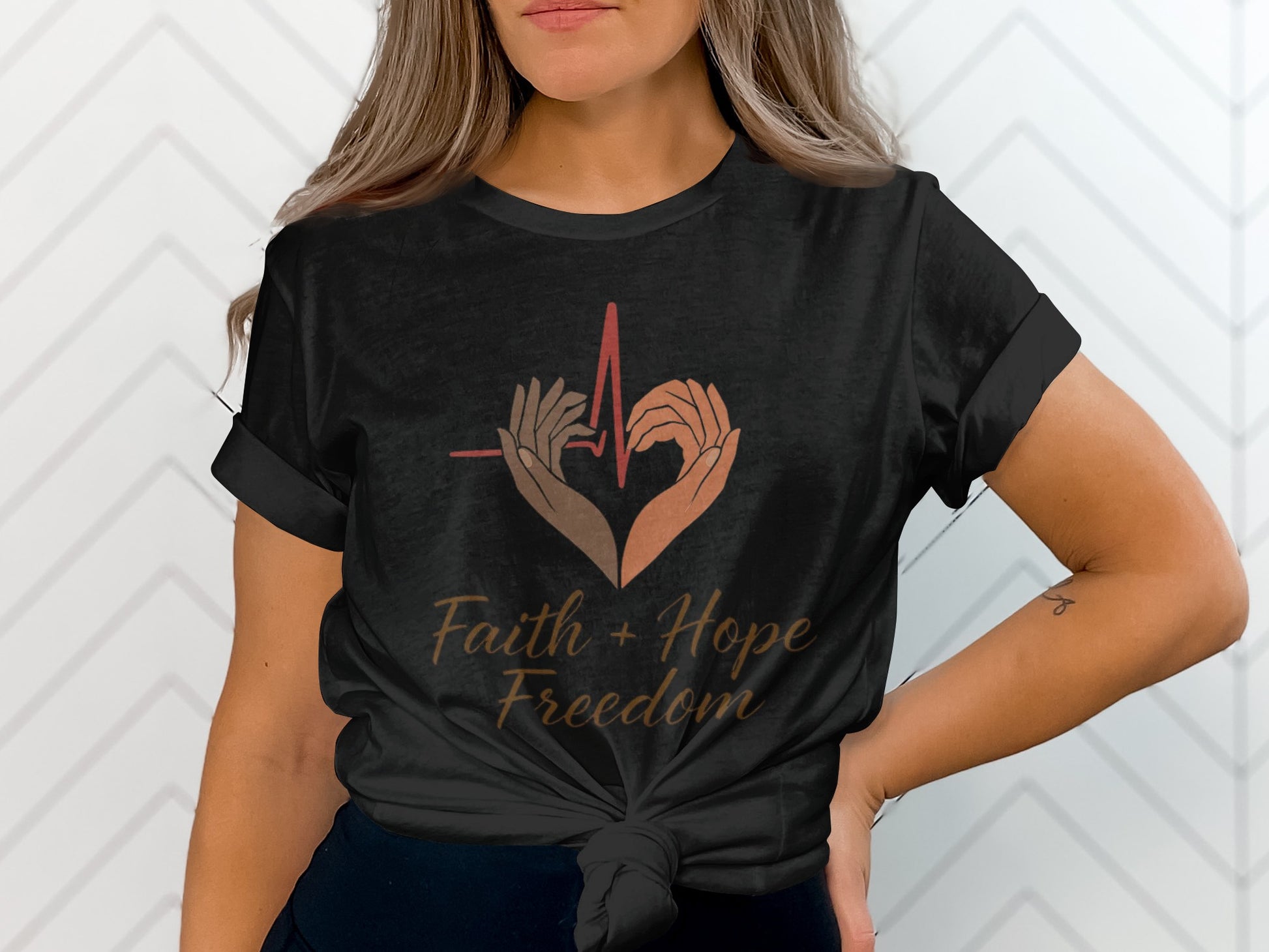 Faith Hope Freedom Heartbeat Design T-shirt product
