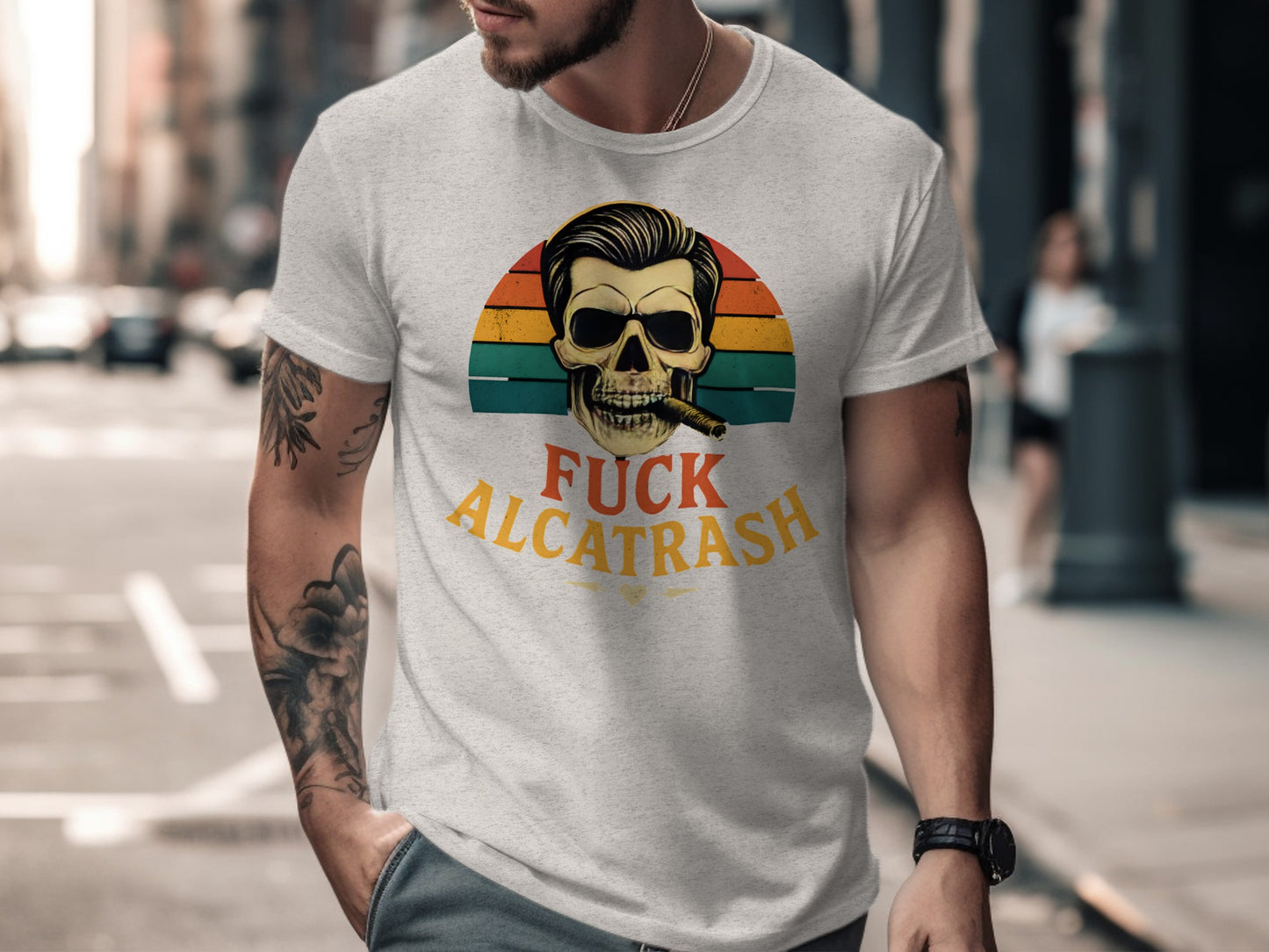 Vintage Skull Alcatrash Slogan Graphic Tee product