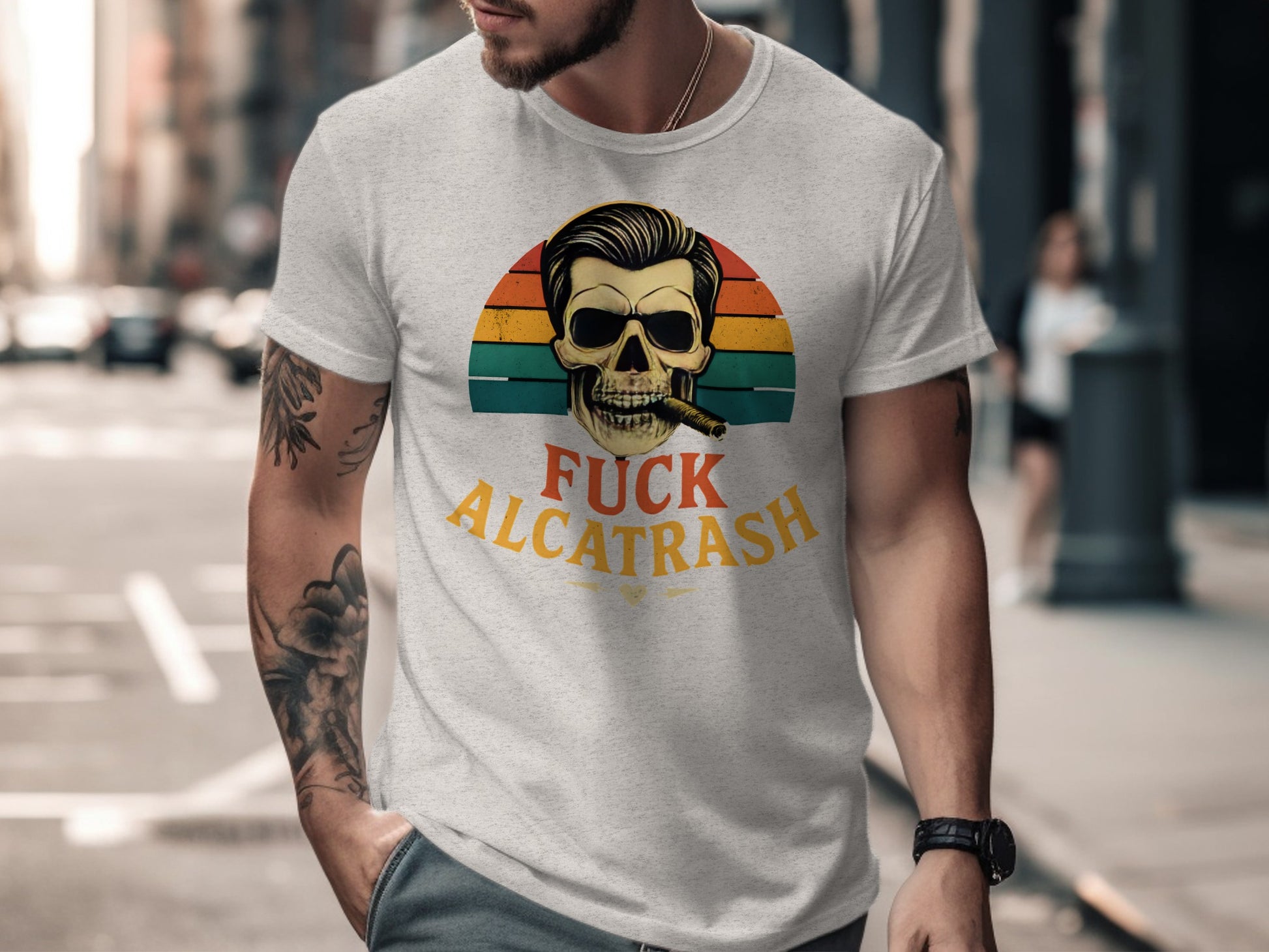 Vintage Skull Alcatrash Slogan Graphic Tee product