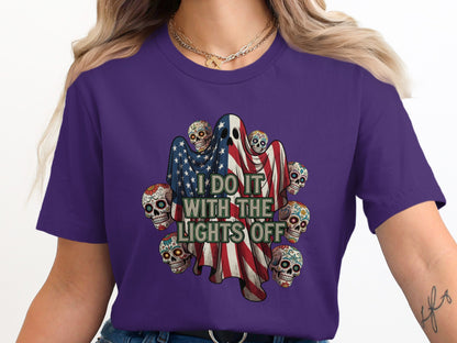 I Do It With The Lights Off Skull Printed Shirt product type