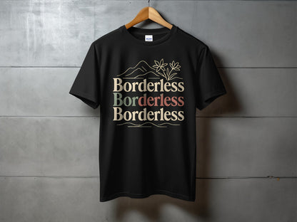 Borderless Mountain and Flowers Design T-Shirt product