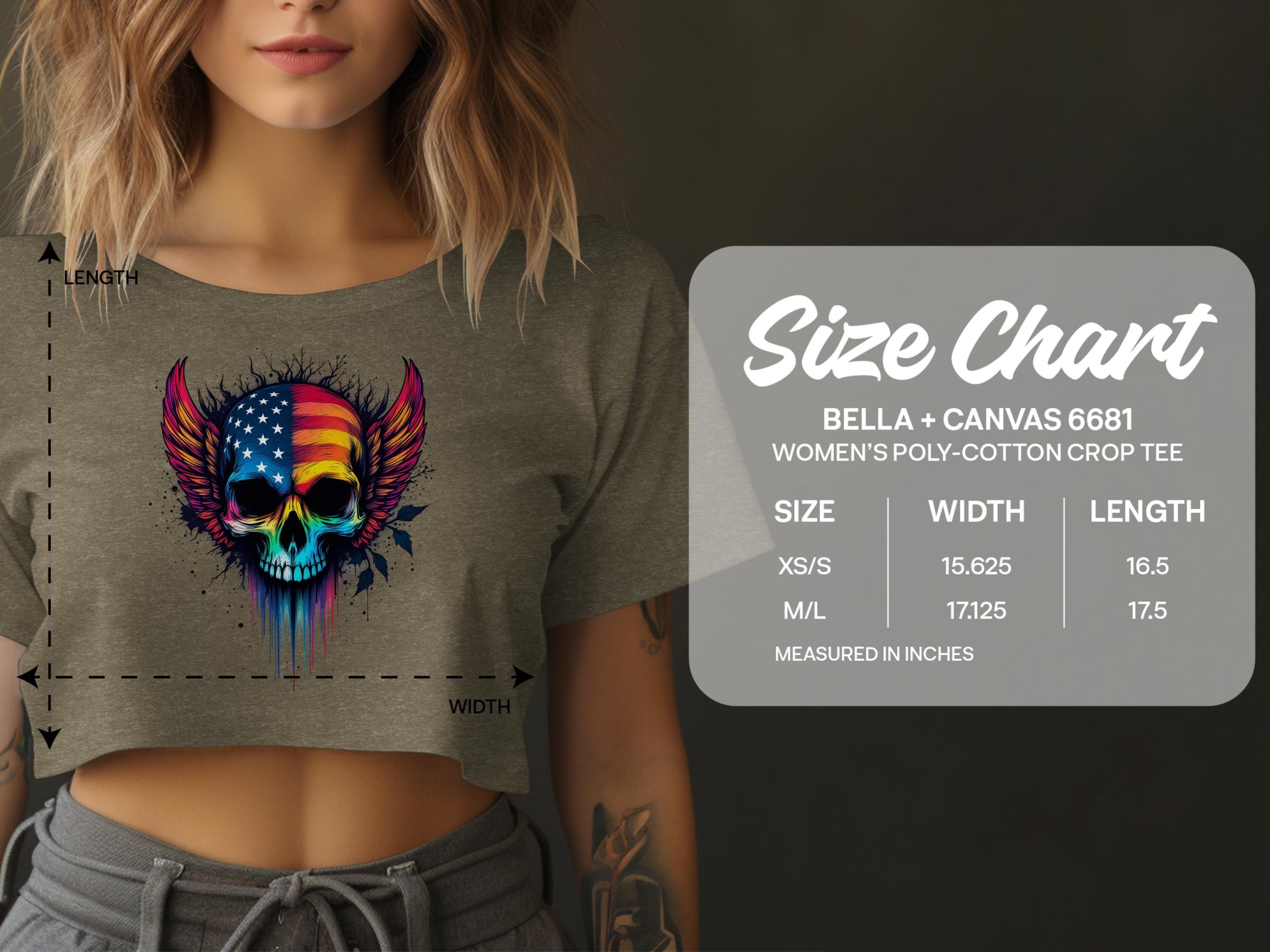 American Flag Winged Skull Women's Crop Tee product