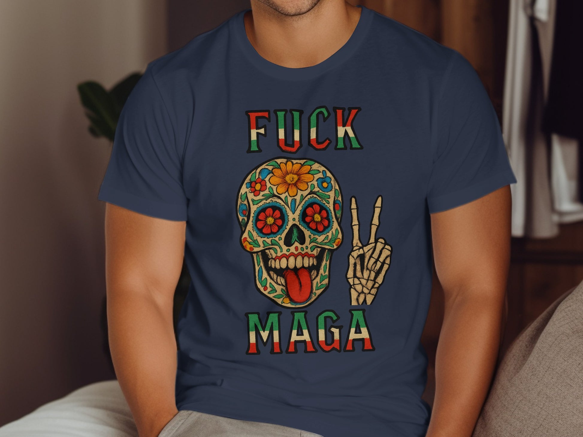 Fuck Maga Skull with Peace Sign Graphic Shirt product