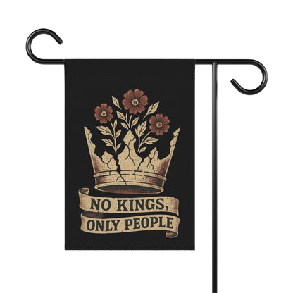 No Kings Only People Crown and Flowers Flag