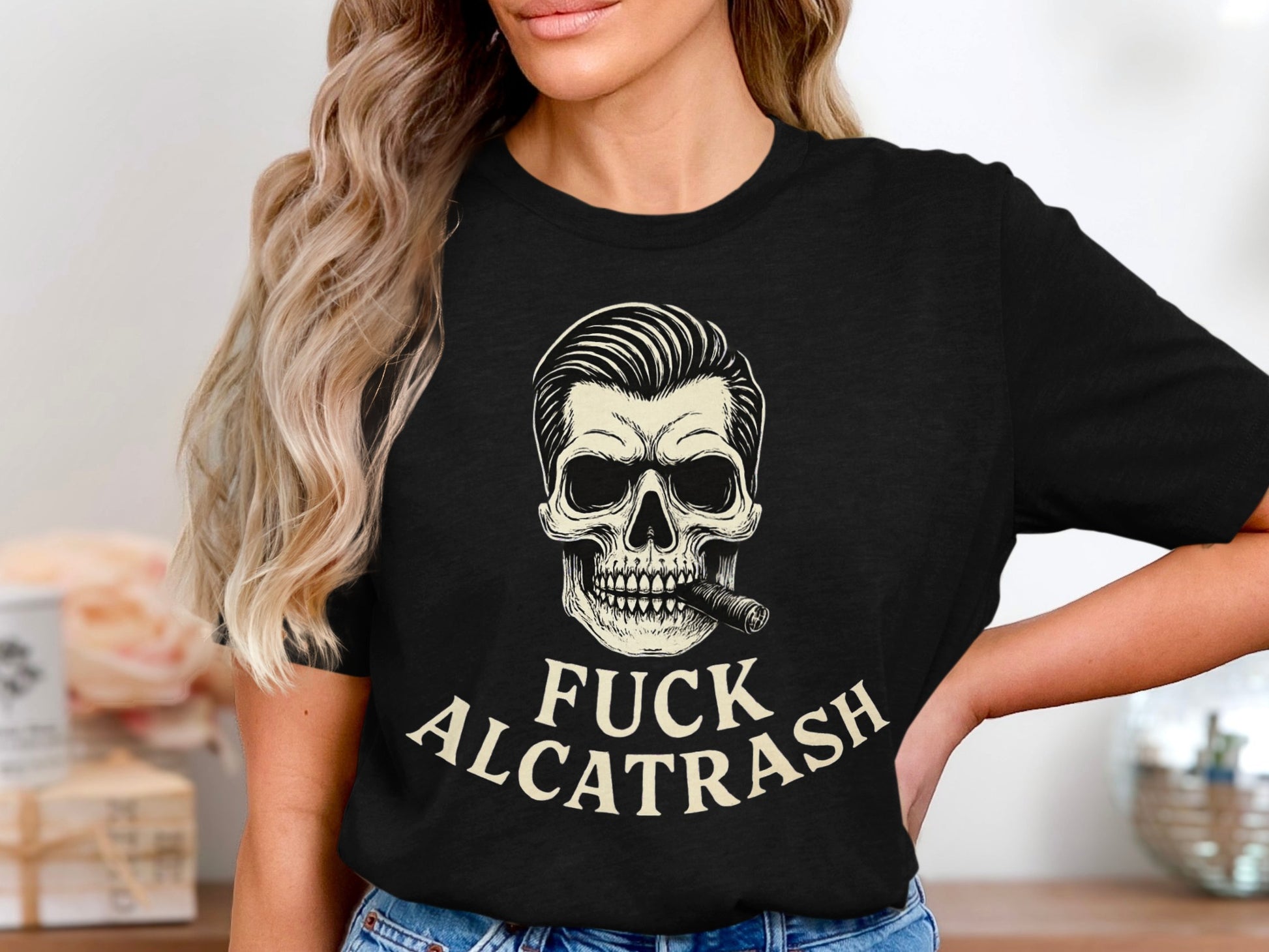Bold Graphic Skull Alcatrash Statement Shirt product