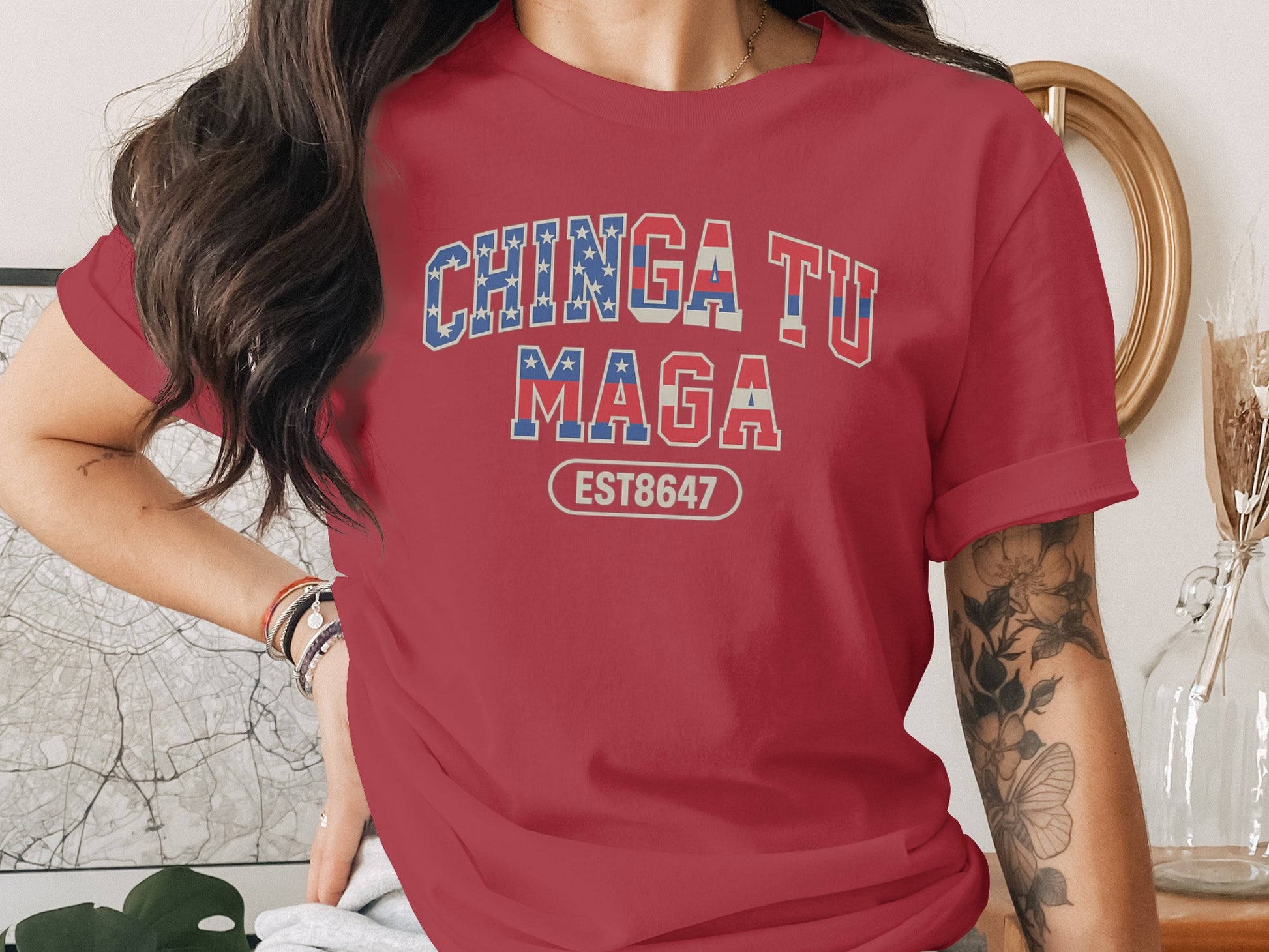 Chinga Tu Maga Est 8647 Shirt Women's Apparel