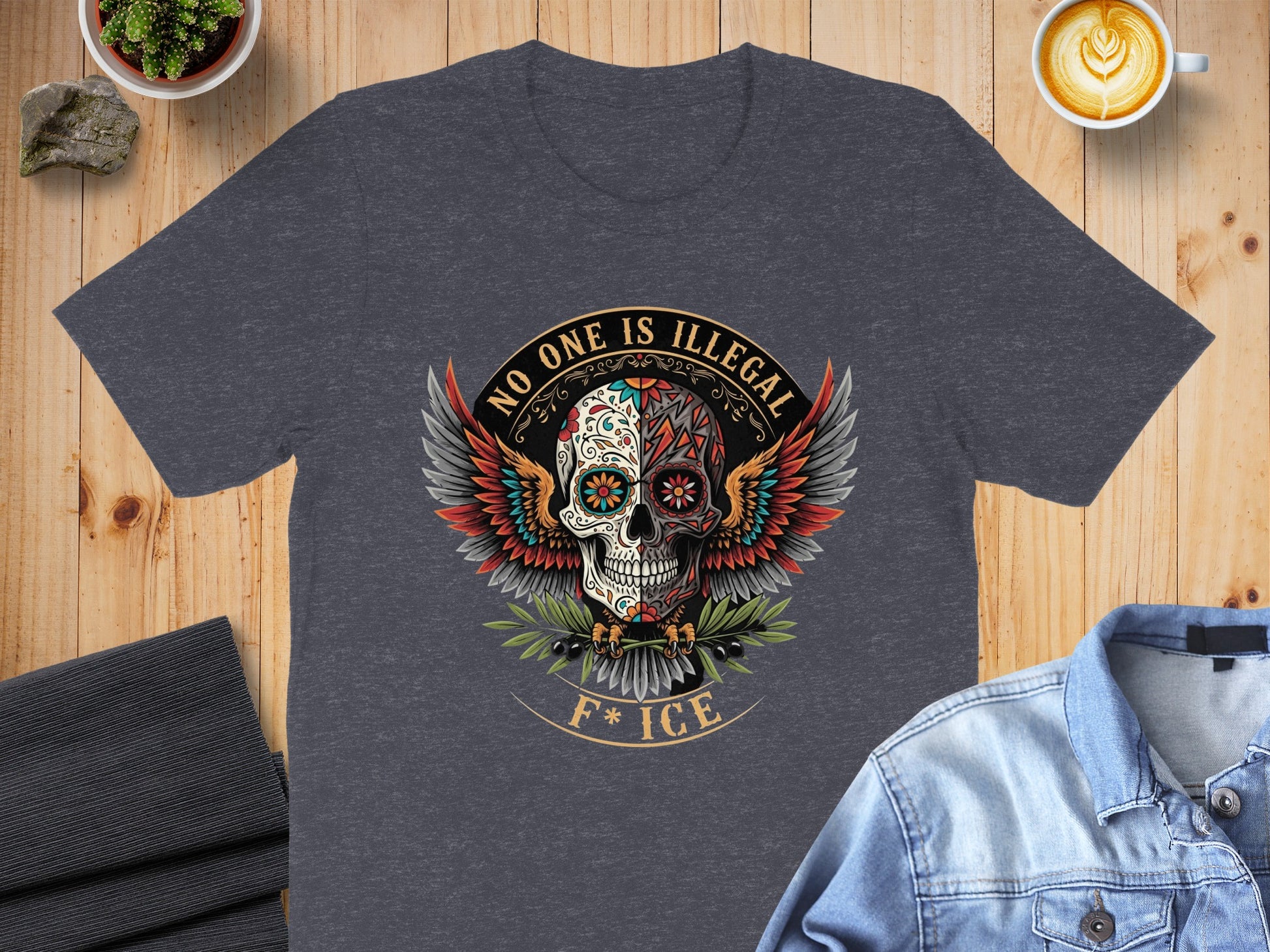 'No One Is Illegal F* Ice Skull Graphic T-Shirt product type'