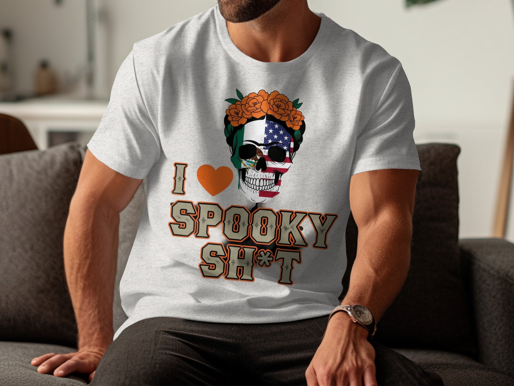 I Love Spooky Shot Skull American Flag T-shirt product