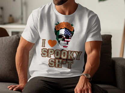 I Love Spooky Shot Skull American Flag T-shirt product