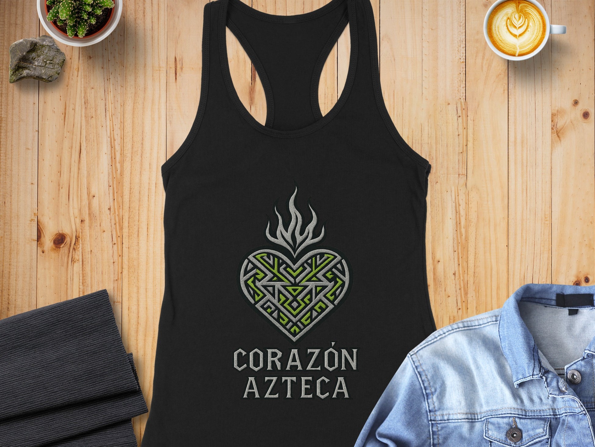 Corazón Azteca Design Stylish Black Tank Top Product