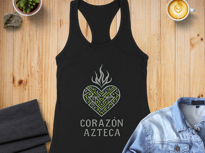 Corazón Azteca Design Stylish Black Tank Top Product