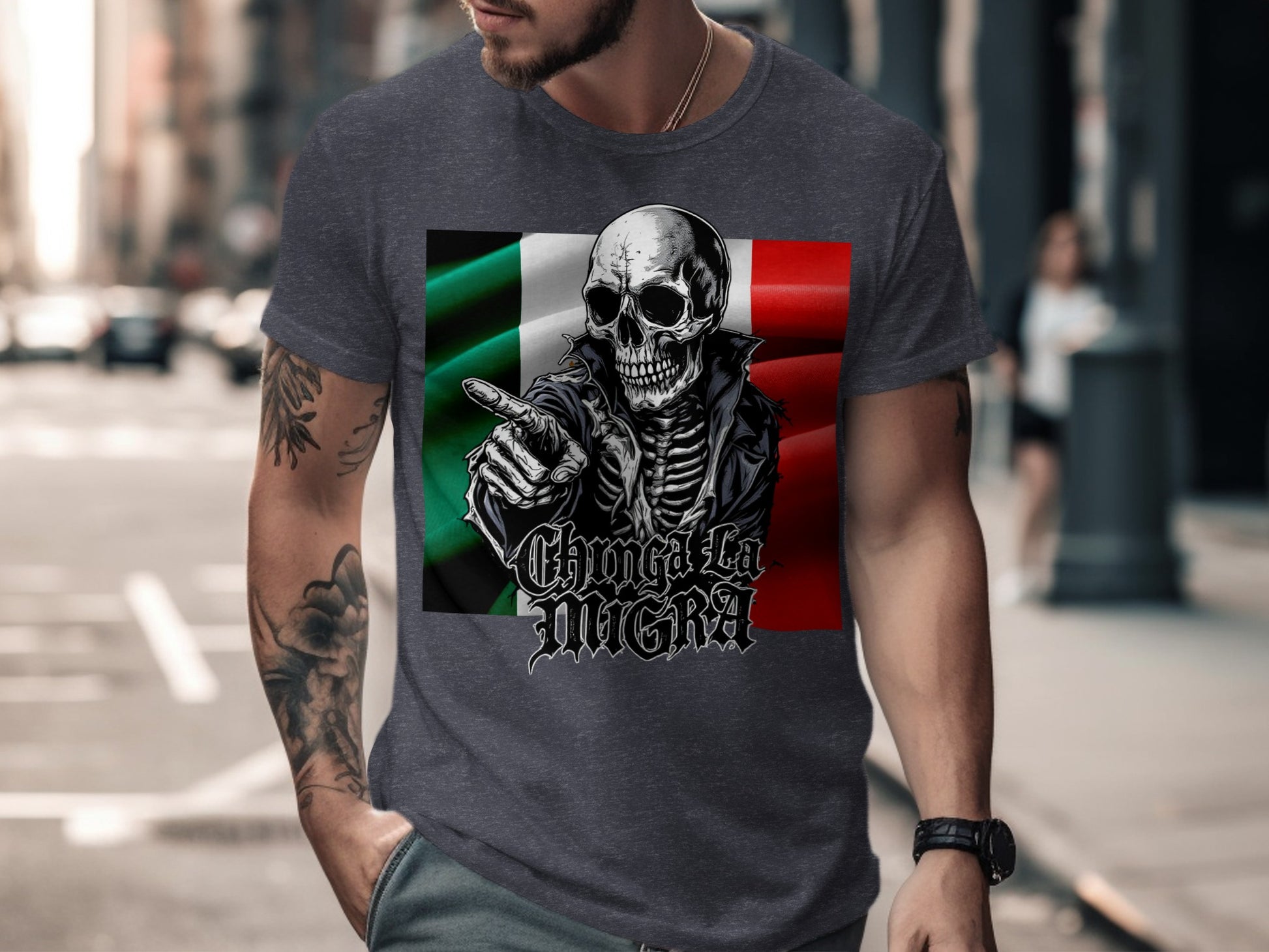 Mexican Flag Skull Graphic Men's T-Shirt product type