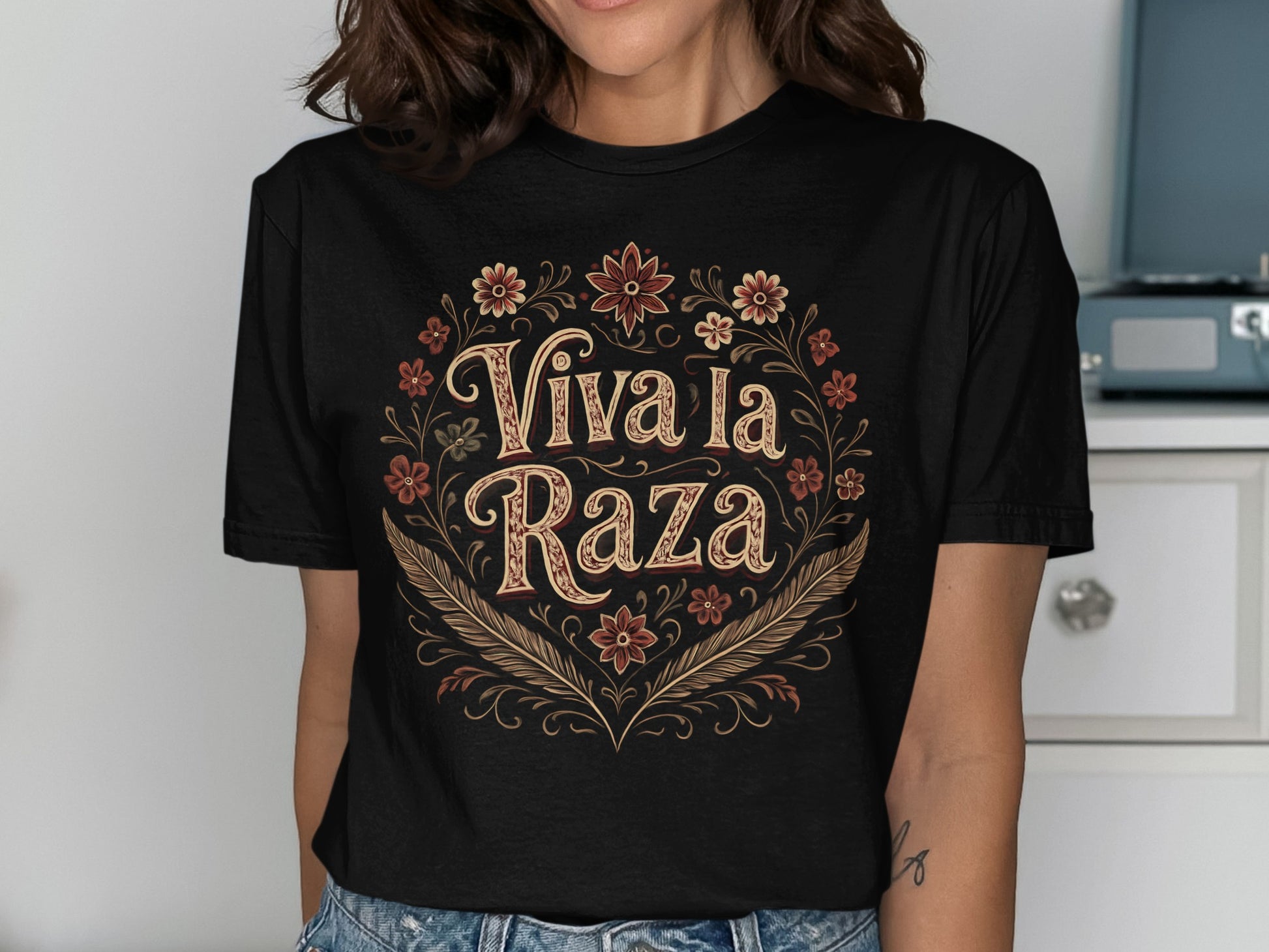 Viva La Raza Floral Graphic T-Shirt product