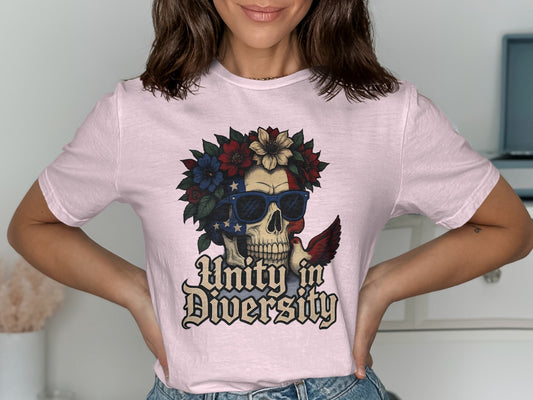 Unity in Diversity Skull and Flowers T-Shirt product