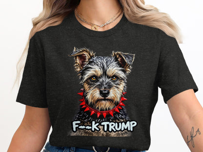 F--k Trump Dog with Spiked Collar Design Shirt product