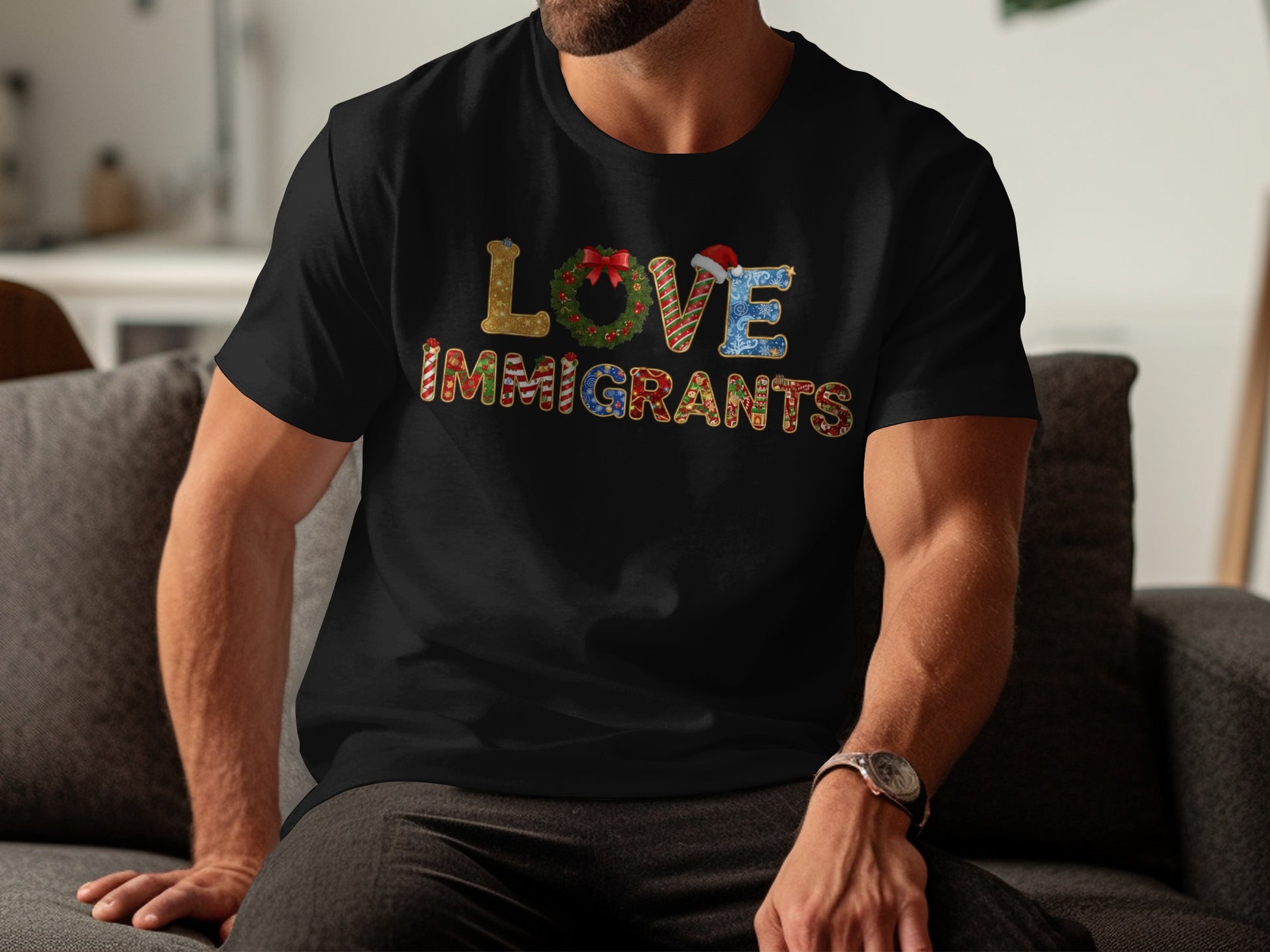 Love Immigrants Festive Graphic T-Shirt