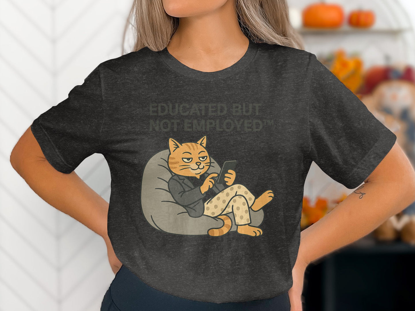 Educated But Not Employed Cat Graphic T-shirt product