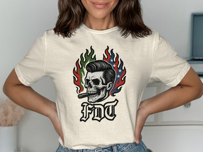 Skull with Cigarette Graphic Tee Shirt product type