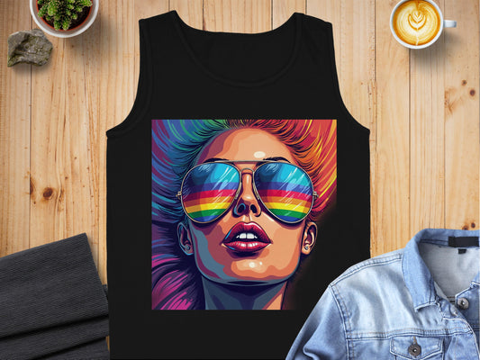 Vibrant Sunglasses and Rainbow Design Tank Top product type