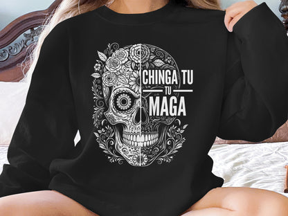 Chinga Tu Tu Maga Skull Design Graphic Sweatshirt product