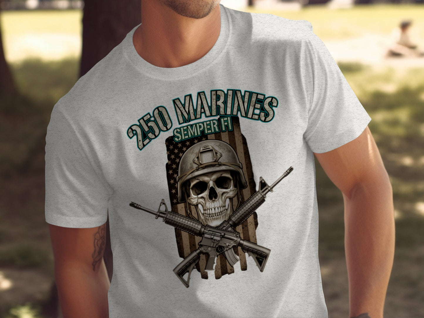 250 Marines Semper Fi Skull and Rifles design shirt