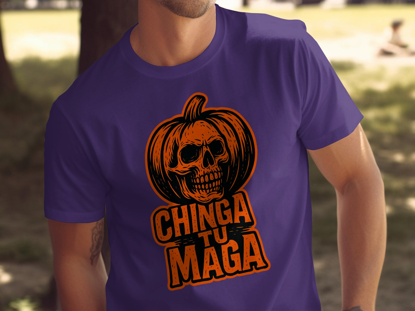Chinga Tu Maga Halloween Pumpkin Skull T-shirt product type