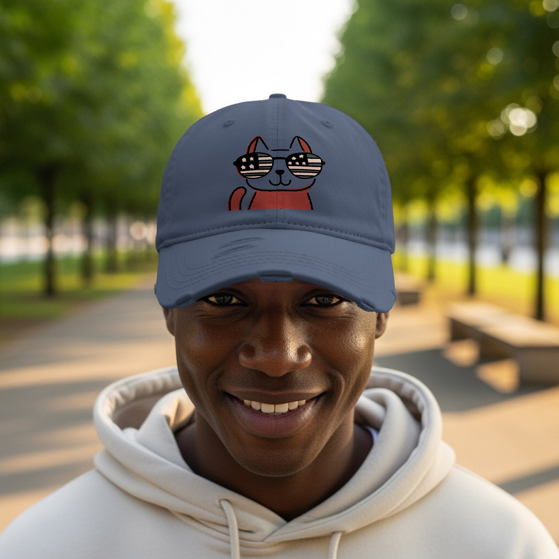 Cat Wearing Sunglasses Cute Cat Embroidered Cap product