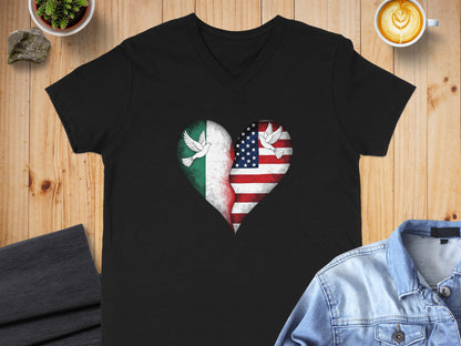 Heart Shape Flags with Doves Graphic T-Shirt product type