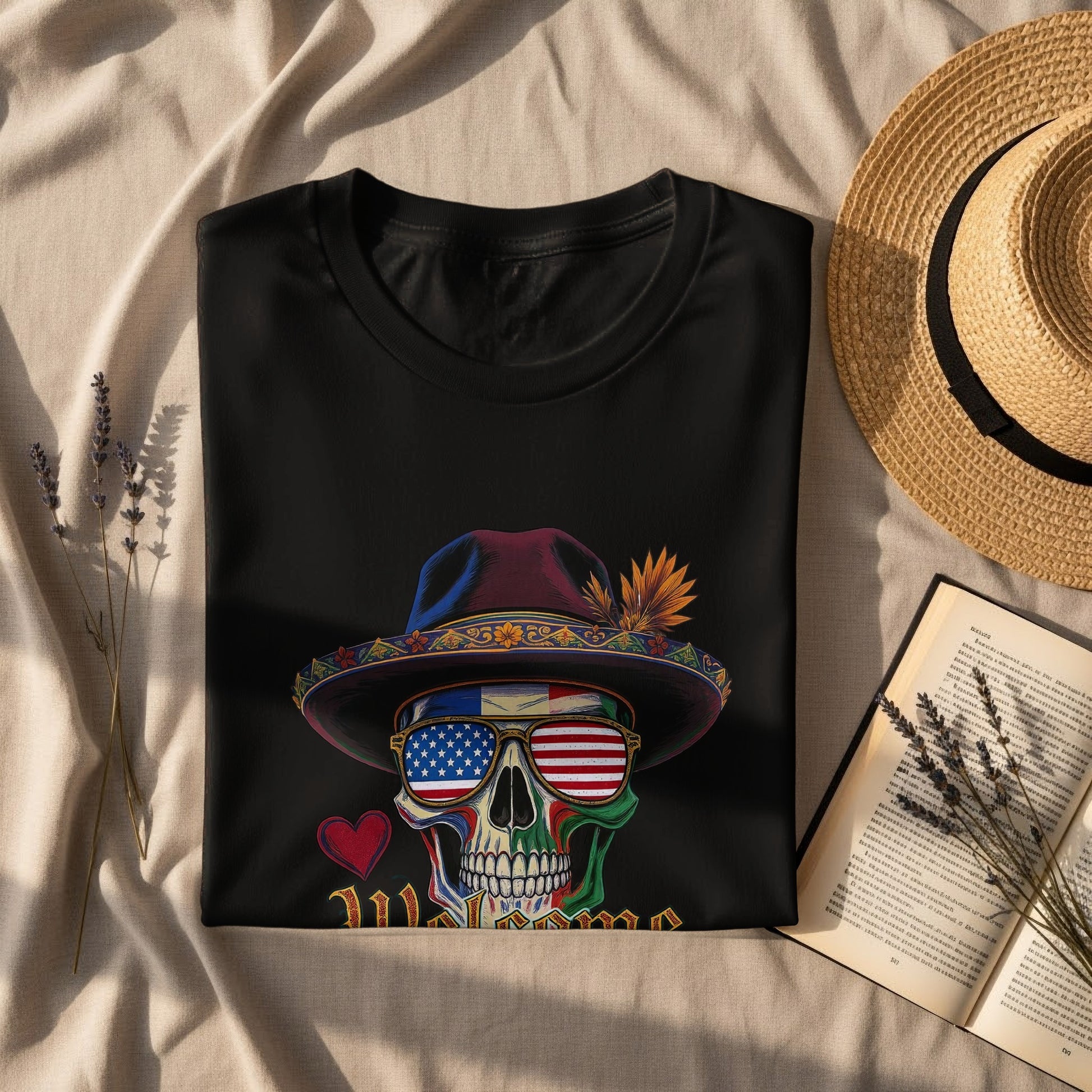 Vibrant Skull with American Flag Hat T-Shirt product type