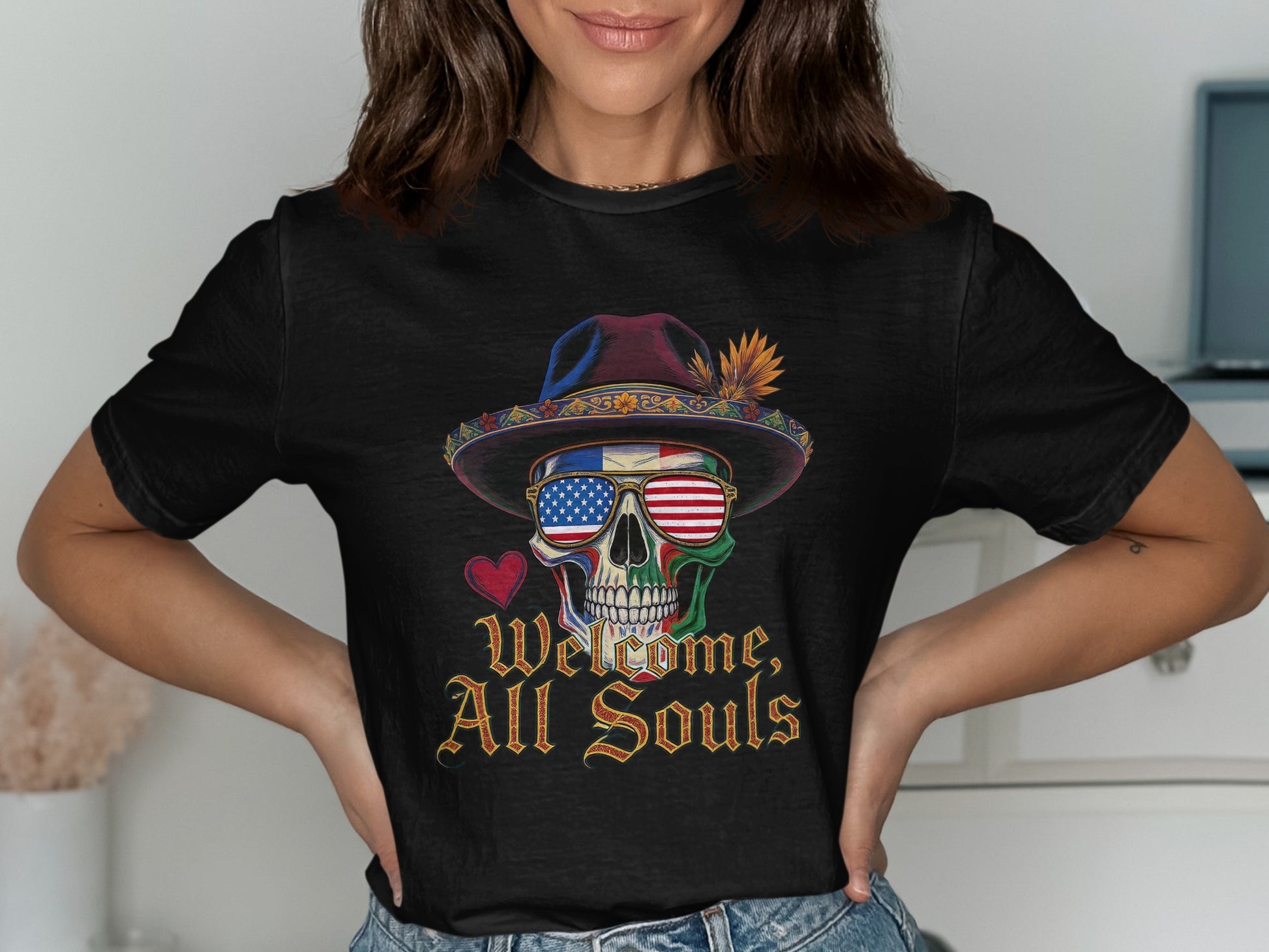 Welcome All Souls Skull Hat T-Shirt product type