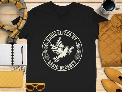 Radicalized by Basic Decency V-neck T-shirt