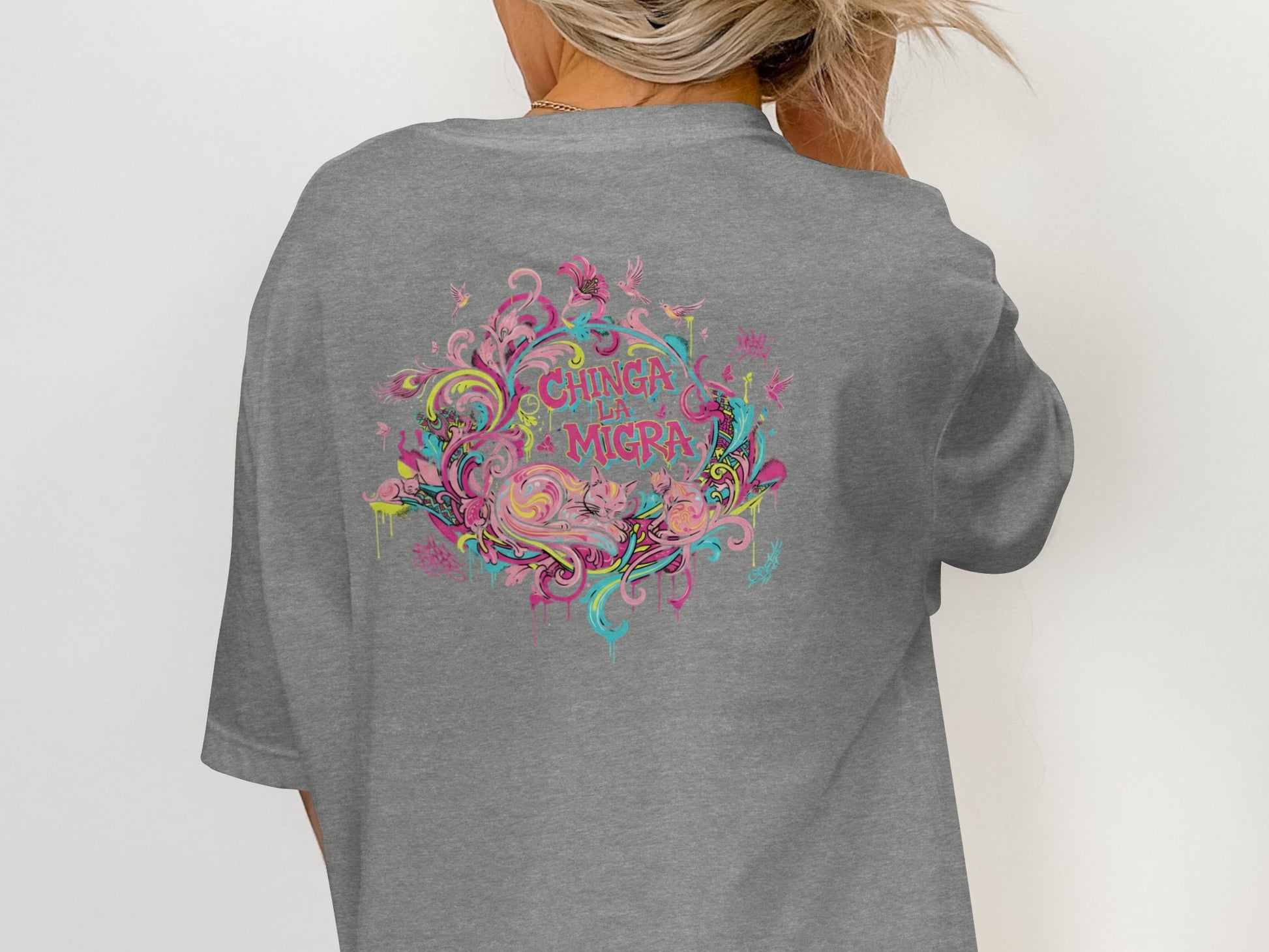 Colorful Vibrant Design Chinga La Migra Graphic T-shirt