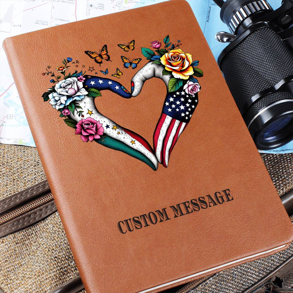 Heart USA MEXICO Gift Journal Gift Unique Graphic Vegan Leather Journal - Personalized Gift