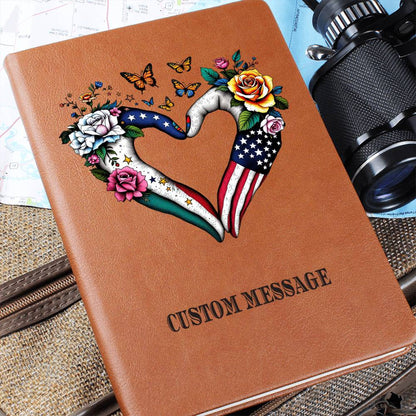 Heart USA MEXICO Gift Journal Gift Unique Graphic Vegan Leather Journal - Personalized Gift